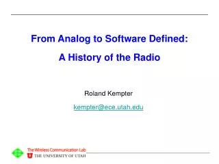 From Analog to Software Defined: A History of the Radio