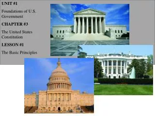 UNIT #1 Foundations of U.S. Government CHAPTER #3 The United States Constitution LESSON #1 The Basic Principles