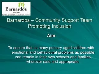Barnardos – Community Support Team Promoting Inclusion