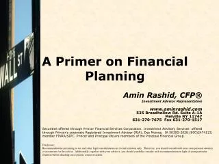 A Primer on Financial Planning