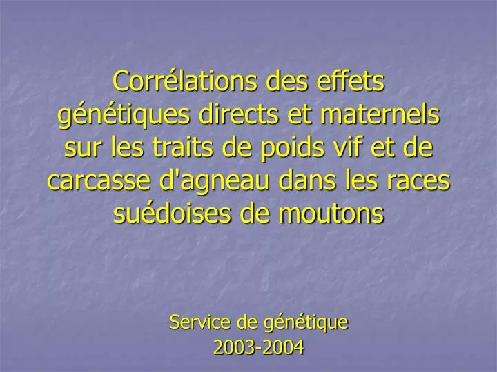 service de g n tique 2003 2004