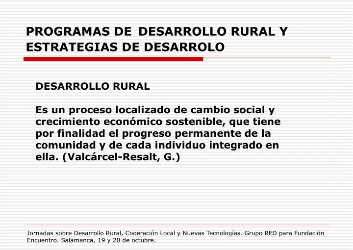 programas de desarrollo rural y estrategias de desarrolo