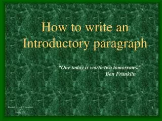 How to write an Introductory paragraph