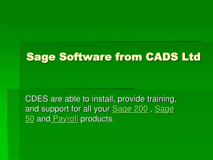 sage software from cads ltd