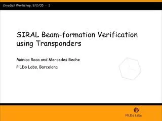 SIRAL Beam-formation Verification using Transponders Mònica Roca and Mercedes Reche PiLDo Labs, Barcelona