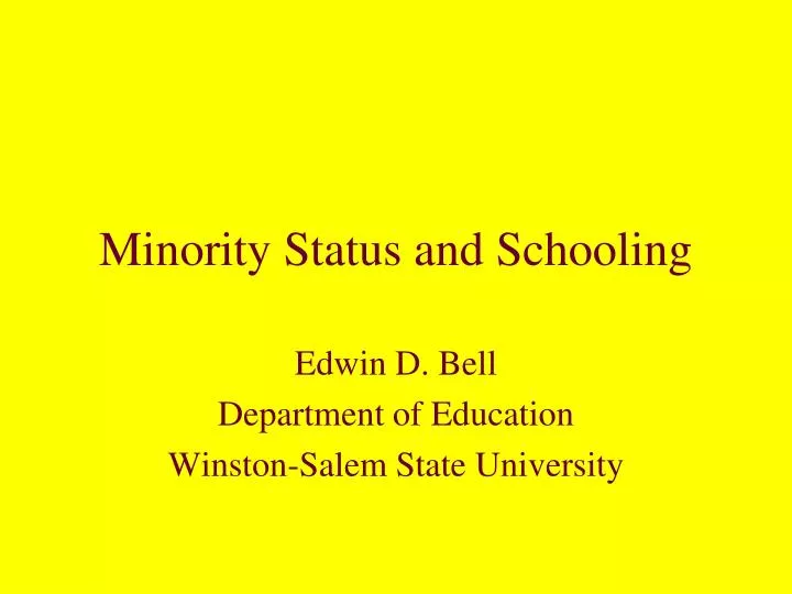 minority status and schooling