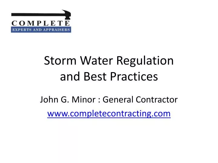 storm water regulation and best practices