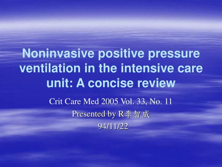noninvasive positive pressure ventilation in the intensive care unit a concise review