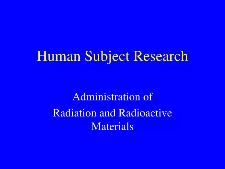 human subject research