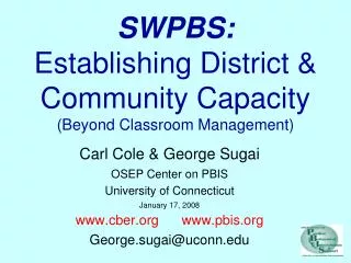 SWPBS: Establishing District &amp; Community Capacity (Beyond Classroom Management)