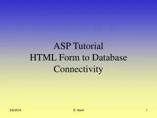 ASP Tutorial HTML Form to Database Connectivity