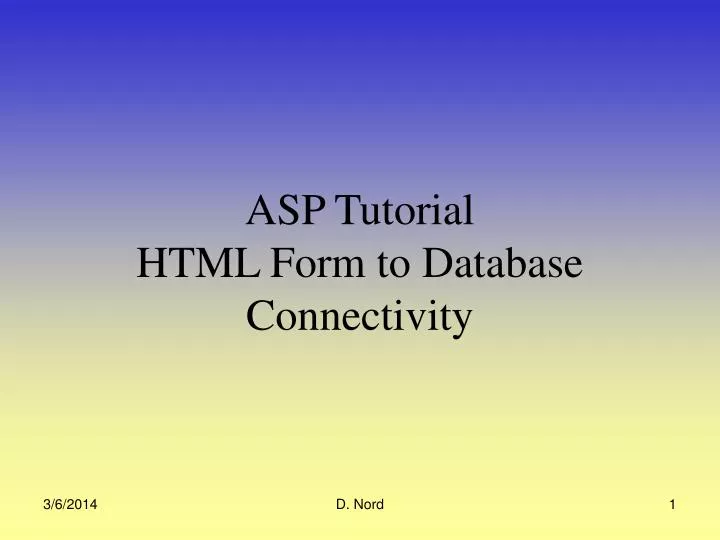 asp tutorial html form to database connectivity
