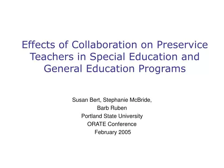 effects of collaboration on preservice teachers in special education and general education programs
