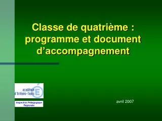 classe de quatri me programme et document d accompagnement