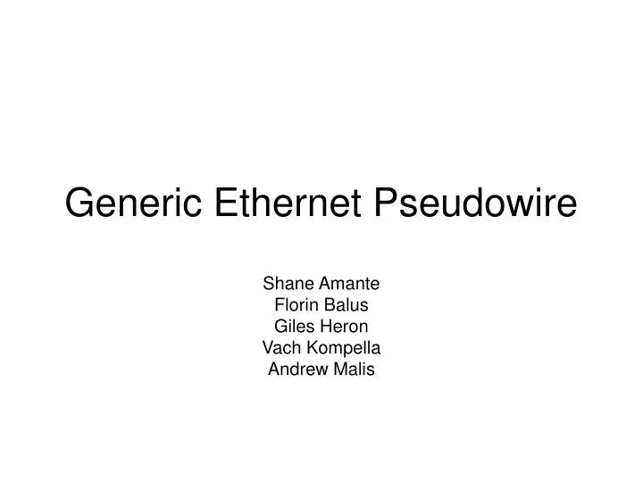 generic ethernet pseudowire