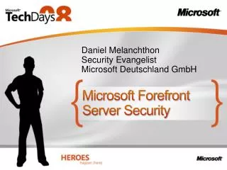 daniel melanchthon security evangelist microsoft deutschland gmbh