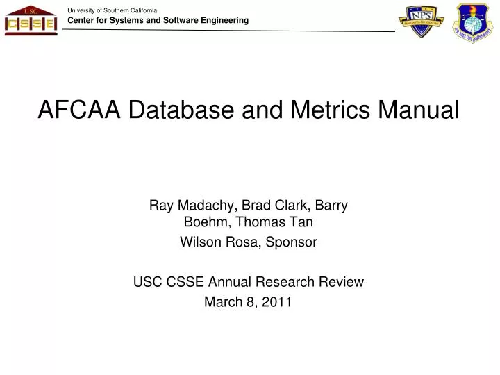 afcaa database and metrics manual