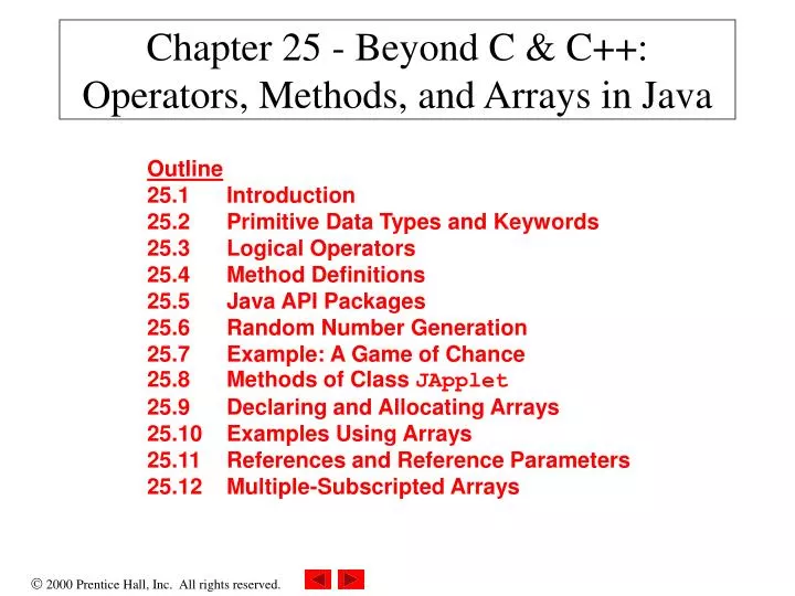 chapter 25 beyond c c operators methods and arrays in java