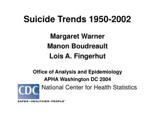 Suicide Trends 1950-2002