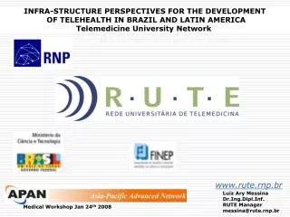INFRA-STRUCTURE PERSPECTIVES FOR THE DEVELOPMENT OF TELEHEALTH IN BRAZIL AND LATIN AMERICA Telemedicine University Netw