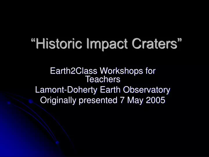 historic impact craters