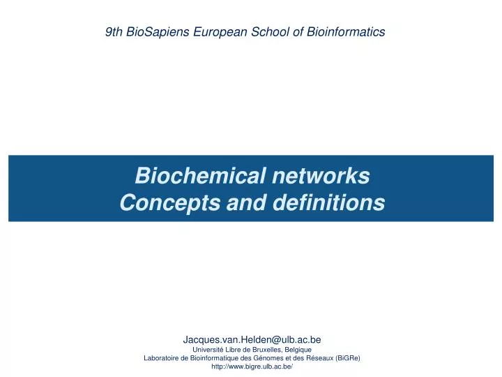 9th biosapiens european school of bioinformatics