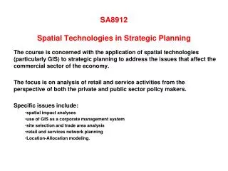 SA8912 Spatial Technologies in Strategic Planning