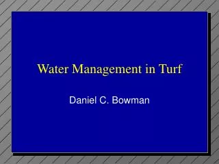 Water Management in Turf