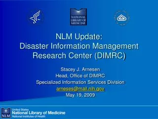 NLM Update: Disaster Information Management Research Center (DIMRC)