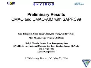 Preliminary Results CMAQ and CMAQ-AIM with SAPRC99