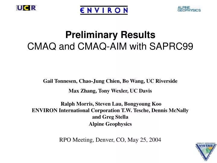 preliminary results cmaq and cmaq aim with saprc99