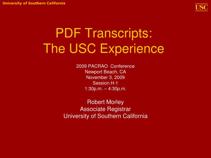 pdf transcripts the usc experience