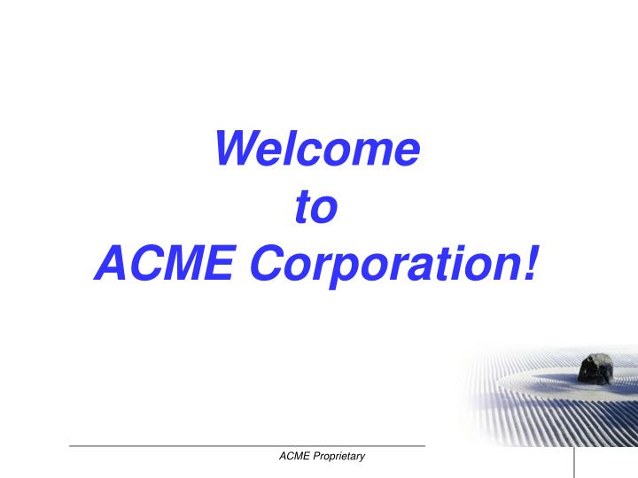 welcome to acme corporation
