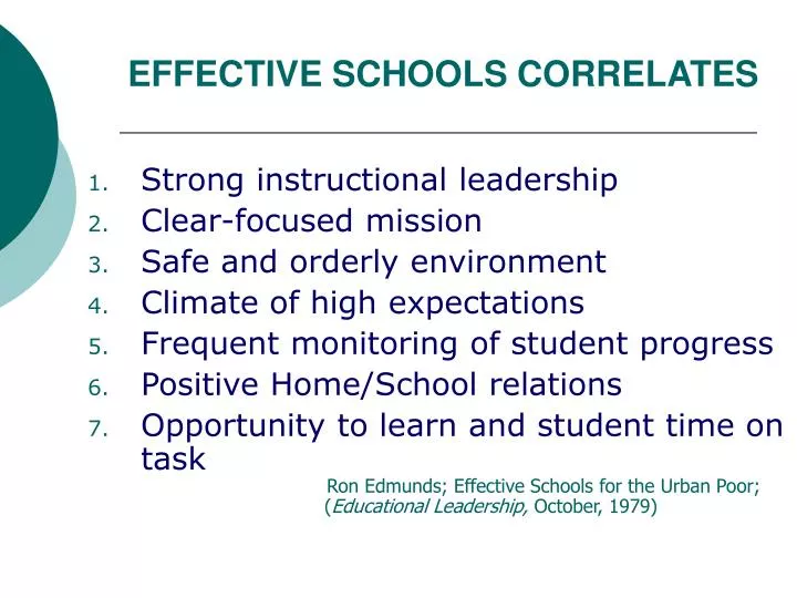 effective schools correlates