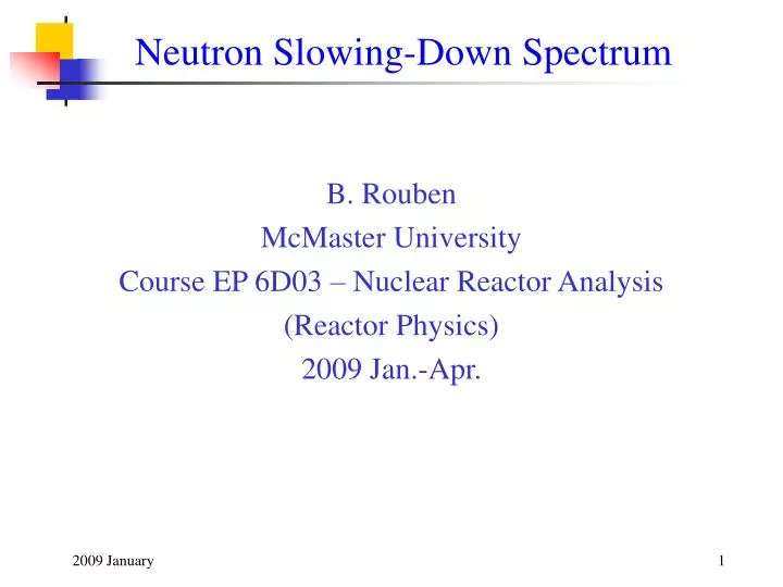 neutron slowing down spectrum