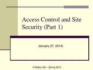 Access Control and Site Security (Part 1)