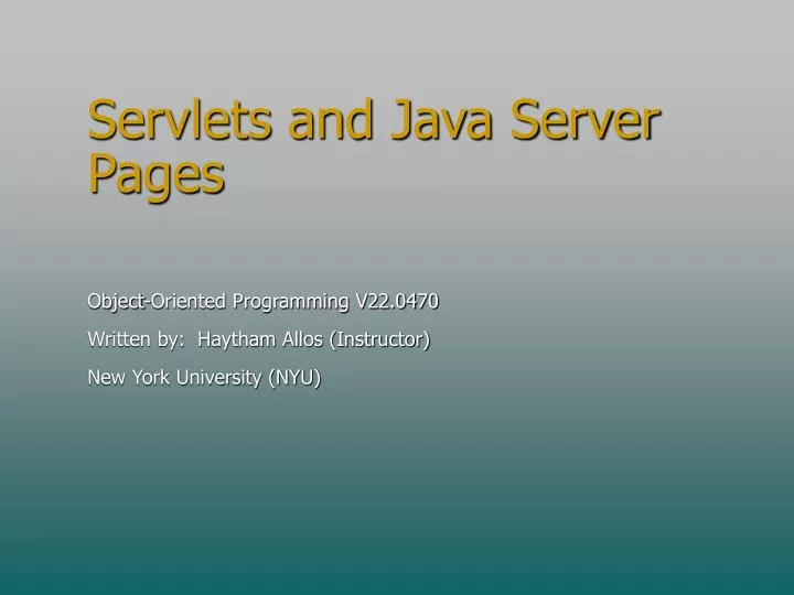 servlets and java server pages