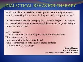 Dialectical behavior THERAPY TH therapy