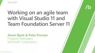 Working on an agile team with Visual Studio 11 and Team Foundation Server 11