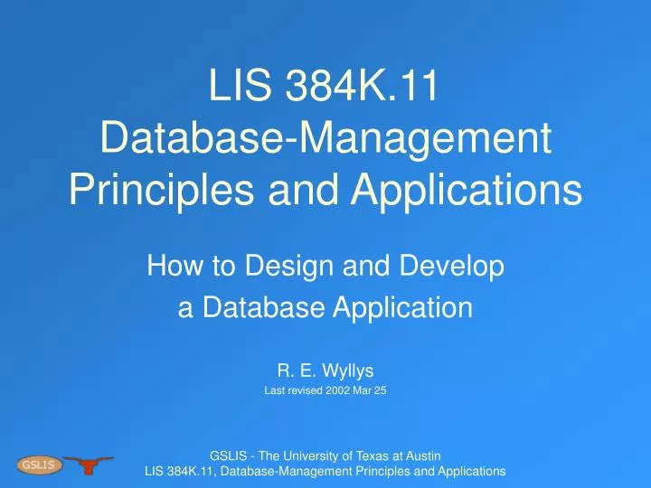 lis 384k 11 database management principles and applications