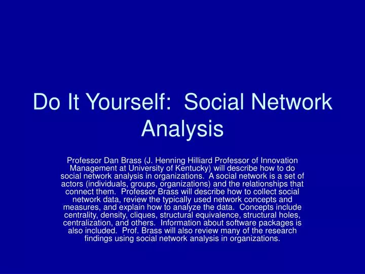 do it yourself social network analysis