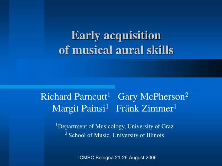 early acquisition of musical aural skills