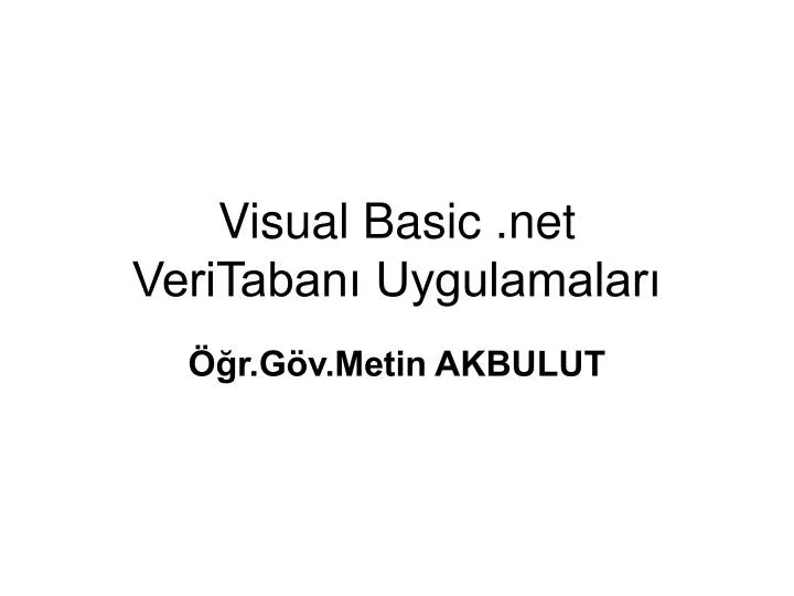 visual basic net veritaban uygulamalar