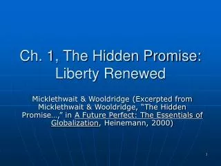 Ch. 1, The Hidden Promise: Liberty Renewed