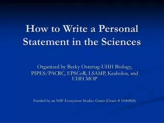 How to Write a Personal Statement in the Sciences