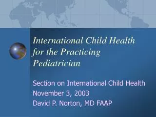 International Child Health for the Practicing Pediatrician