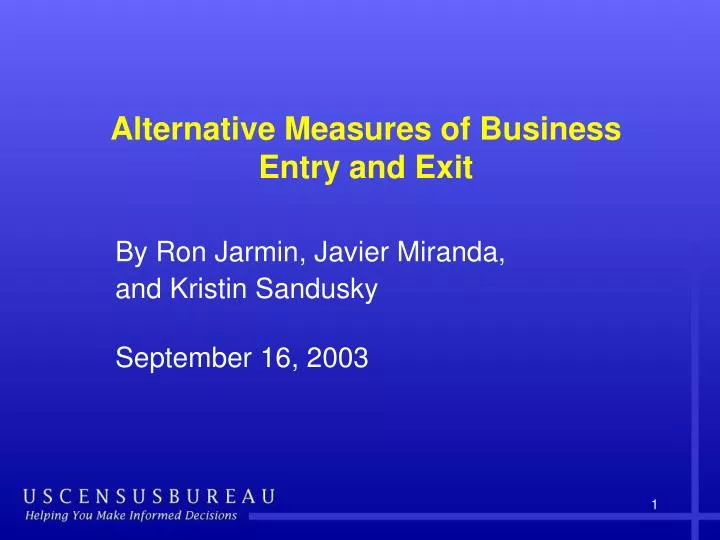 alternative measures of business entry and exit
