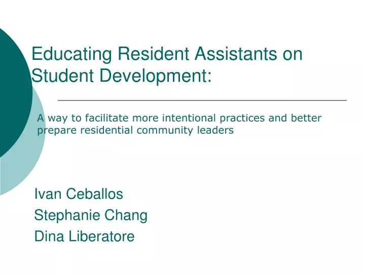 educating resident assistants on student development