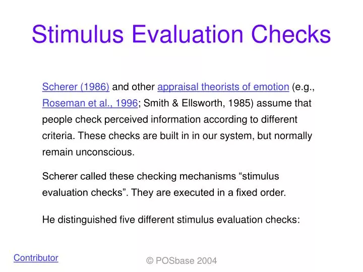 stimulus evaluation checks