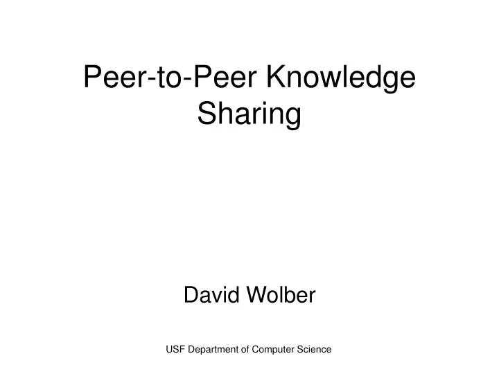 peer to peer knowledge sharing